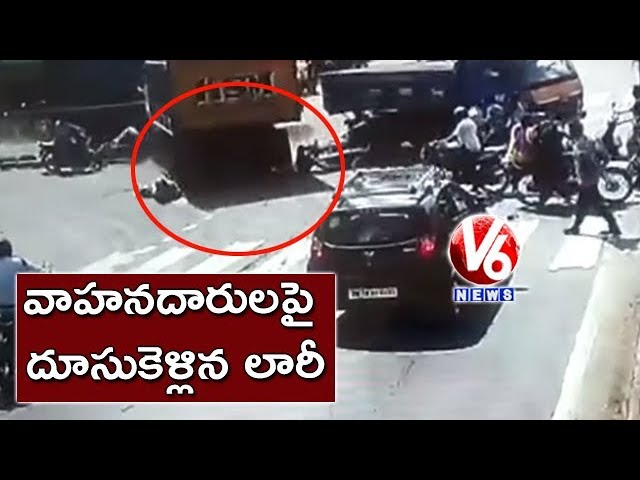 CCTV Visuals | Lorry Hits Two-wheelers At Traffic Signal, 2 Lost Life | Tamil Nadu