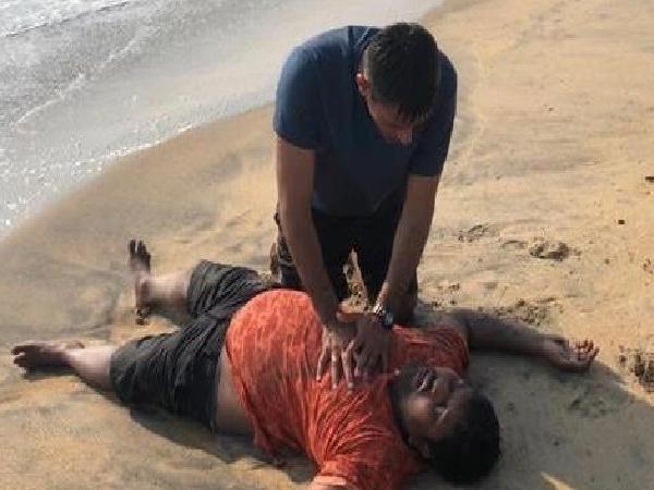 సముద్రంలో సాహసం : ప్రాణం కాపాడిన నేవీ ఆఫీసర్