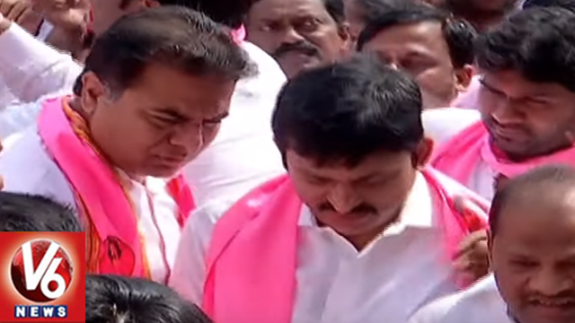 KTR Participates In TRS Formation Day At Telangana Bhavan | Hyderabad | V6 News