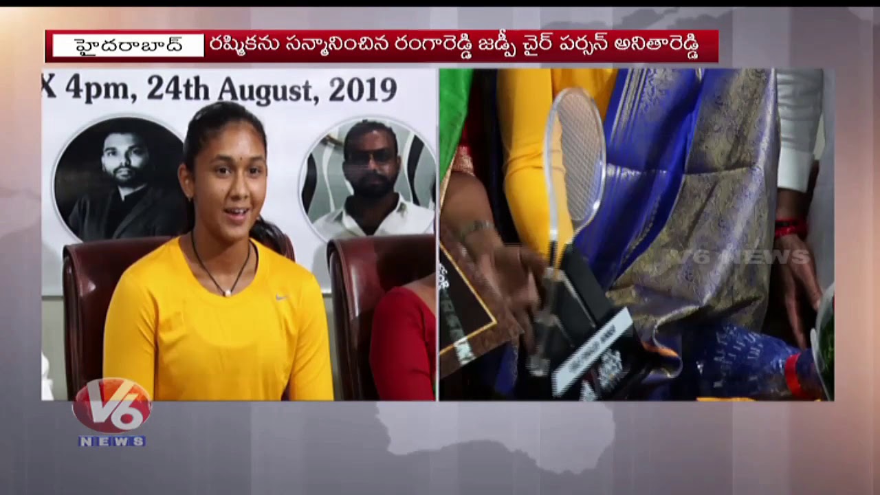 National Tennis Champion Ship Winner Rashmika Honor By ZP Chair Person Of Rangareddy