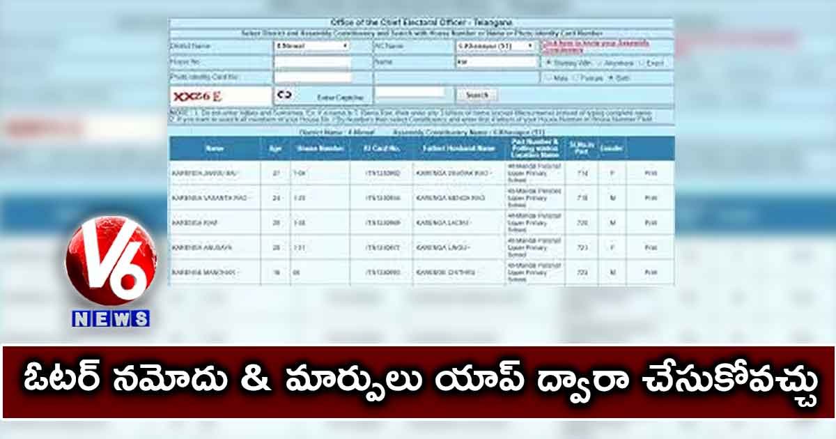 ఓటర్ నమోదు, మార్పులు యాప్ ద్వారా చేసుకోవచ్చు