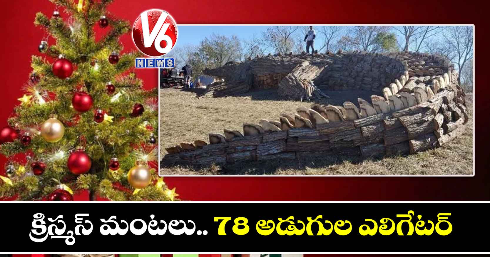 క్రిస్మస్ మంటలు.. 78 అడుగుల ఎలిగేటర్