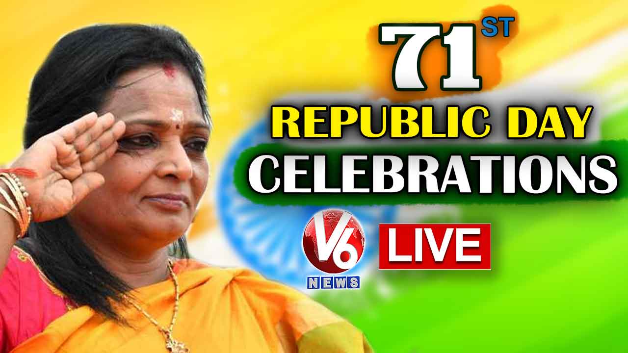 Telangana Governor Tamilisai Flag Hoisting LIVE || 71st Republic Day Celebrations @Nampally