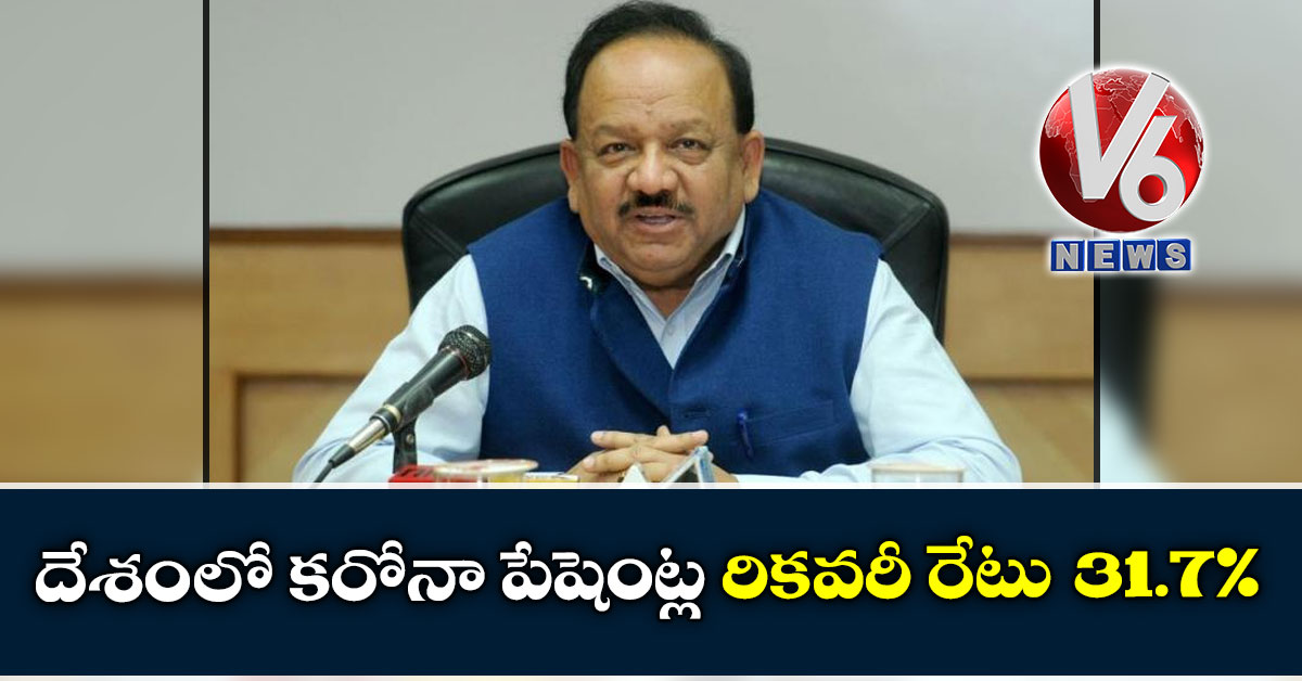 దేశంలో క‌రోనా పేషెంట్ల‌ రిక‌వ‌రీ రేటు 31.7 %