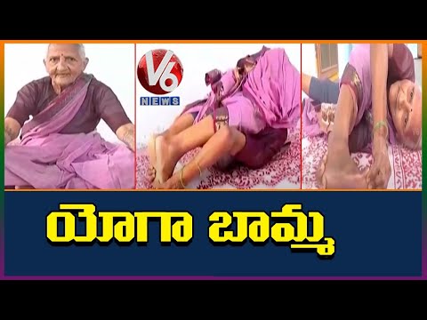 85 years old woman Performs yoga Asanas
