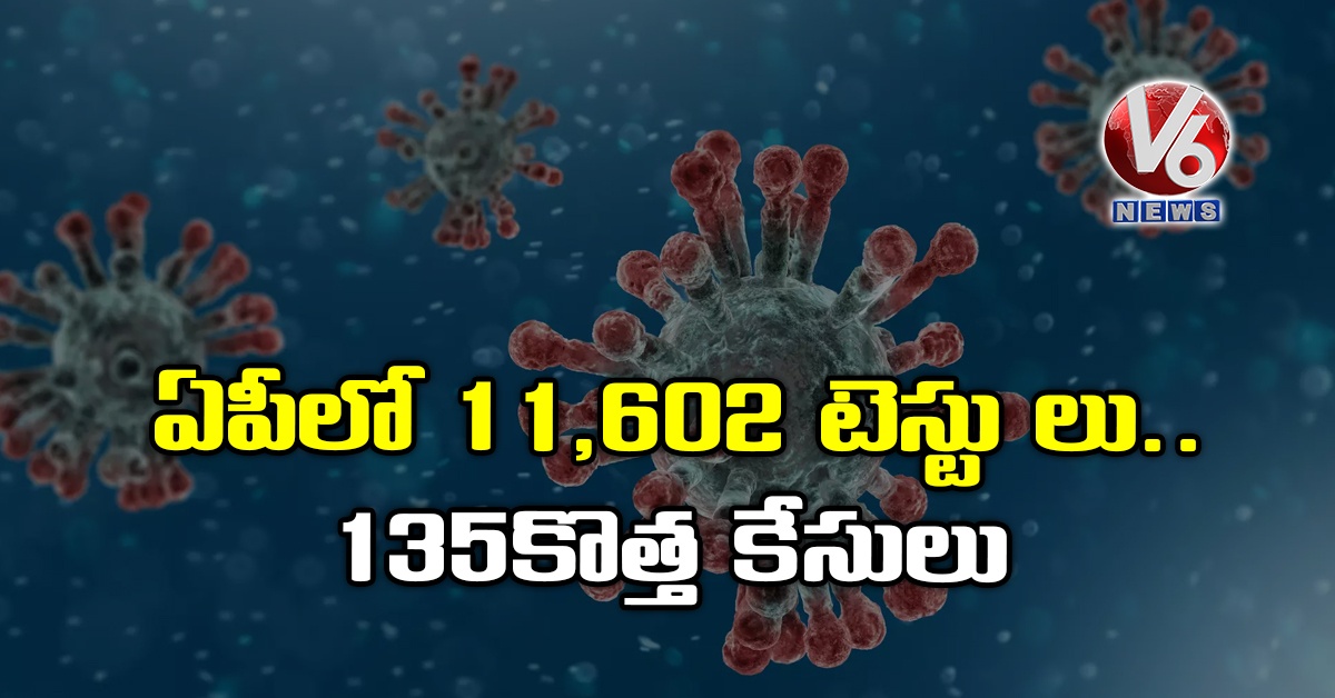 ఏపీలో 11,602 టెస్టు లు.. 135 కొత్త కేసులు