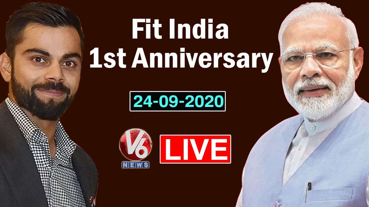 PM Modi Live | Fit India First Anniversary Program Live-2020 | Virat Kohli | V6 News