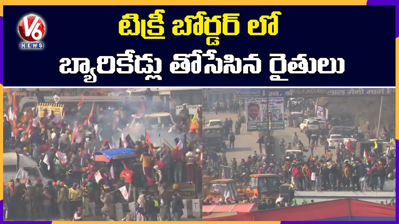 Farmers Break Police Barricades At Tikri Border | V6 News