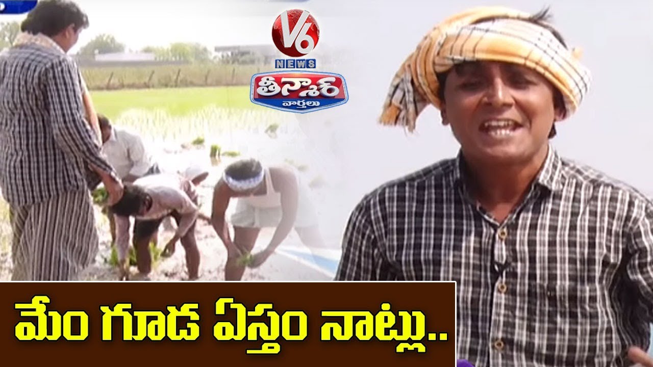 Teenmaar Sadanna Conversation With Radha Over Paddy Transplantation By Men | V6 News