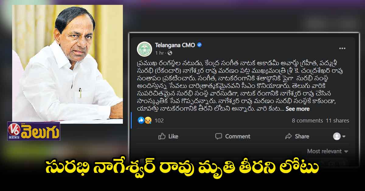 సురభి నాగేశ్వర్ రావు మృతి పట్ల కేసీఆర్ సంతాపం