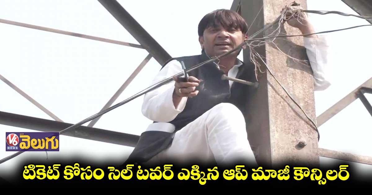 టికెట్ ఇవ్వలేదని సెల్ టవర్ ఎక్కిన ఆప్ మాజీ కౌన్సిలర్