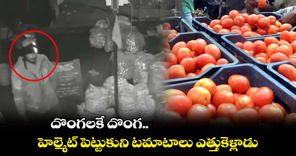 దొంగలకే దొంగ.. హెల్మెట్ పెట్టుకుని టమాటాలు ఎత్తుకెళ్లాడు
