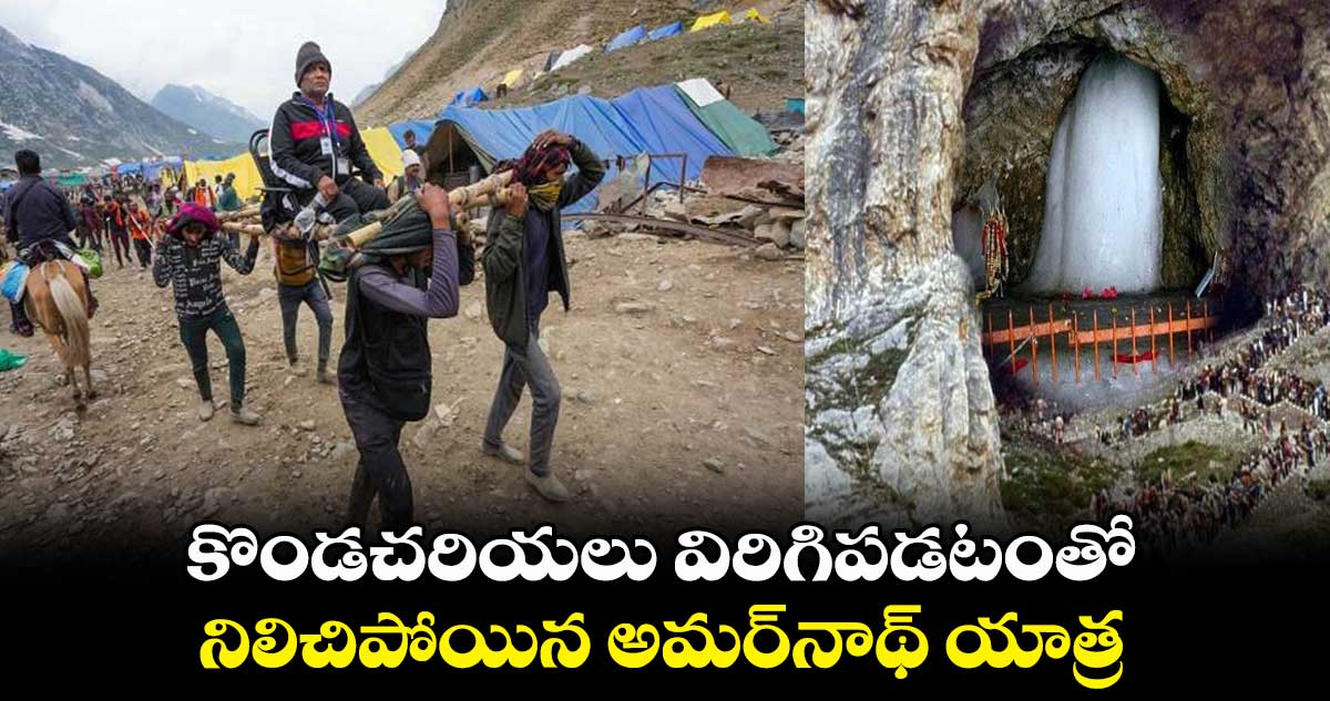 కొండచరియలు విరిగిపడటంతో నిలిచిపోయిన అమర్నాథ్ యాత్ర