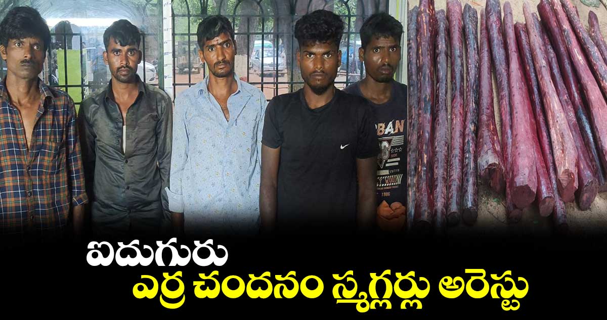 ఐదుగురు ఎర్ర చందనం స్మగ్లర్లు అరెస్టు