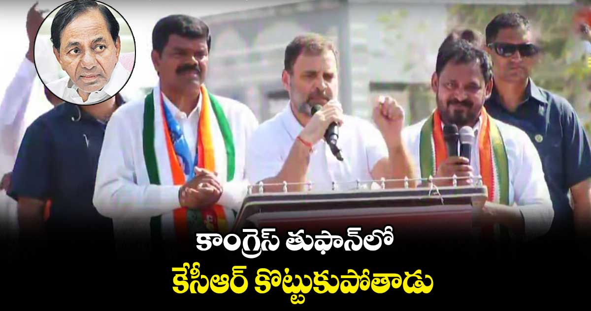 కాంగ్రెస్ తుఫాన్⁬లో కేసీఆర్ కొట్టుకుపోతాడు: రాహుల్ గాంధీ