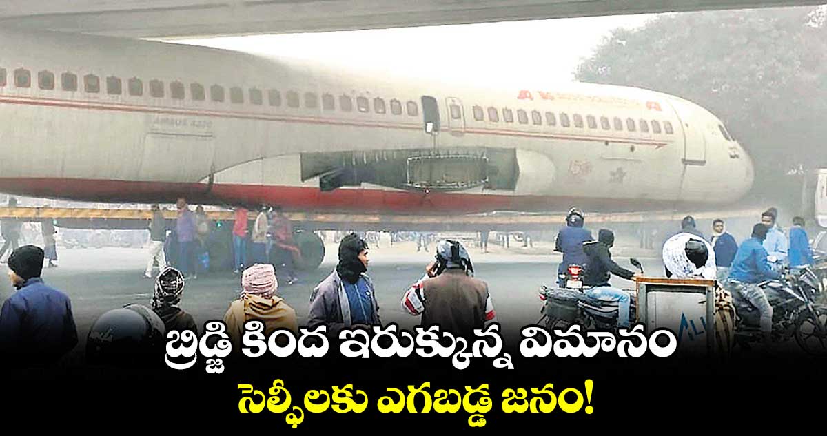 బ్రిడ్జి కింద ఇరుక్కున్న విమానం.. సెల్ఫీలకు ఎగబడ్డ జనం! 