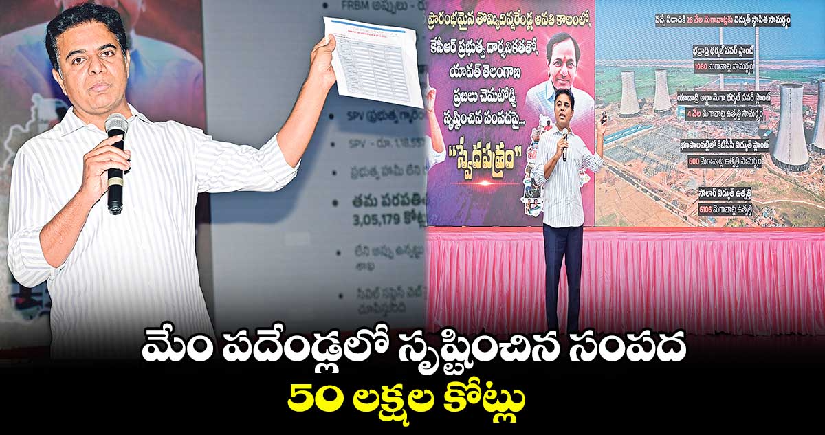 మేం పదేండ్లలో సృష్టించిన సంపద 50 లక్షల కోట్లు: కేటీఆర్