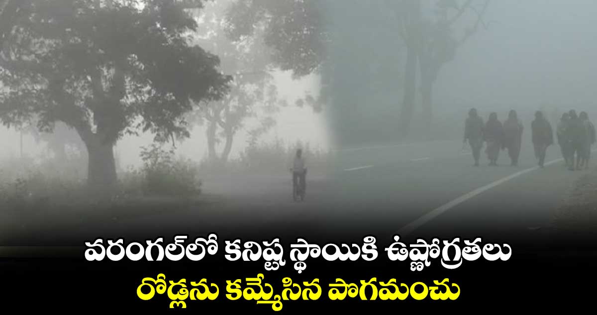 వరంగల్⁬లో కనిష్ట స్థాయికి ఉష్ణోగ్రతలు.. రోడ్లను కమ్మేసిన పొగమంచు