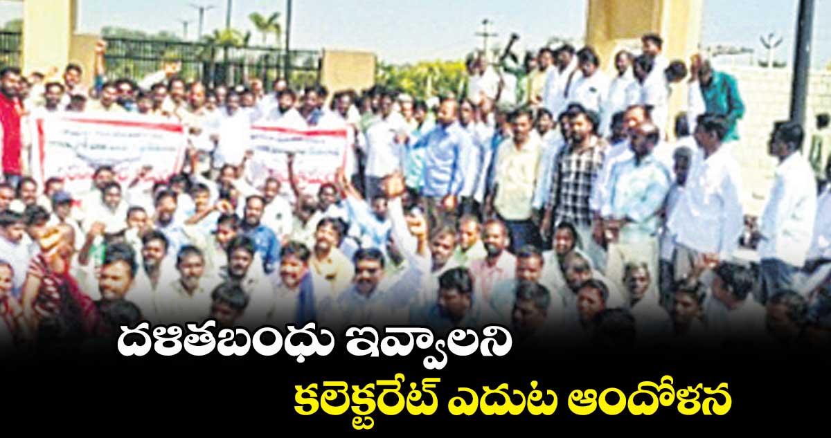 దళితబంధు ఇవ్వాలని కలెక్టరేట్ ఎదుట ఆందోళన