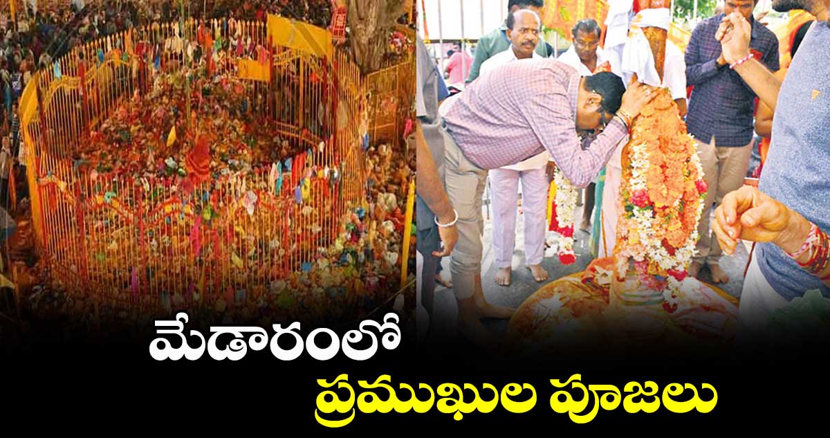 మేడారంలో ప్రముఖుల పూజలు