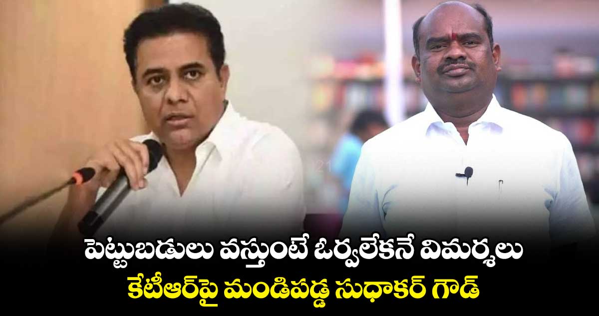 పెట్టుబడులు ఓర్వలేకనే విమర్శలు.. కేటీఆర్పై మండిపడ్డ సుధాకర్ గౌడ్