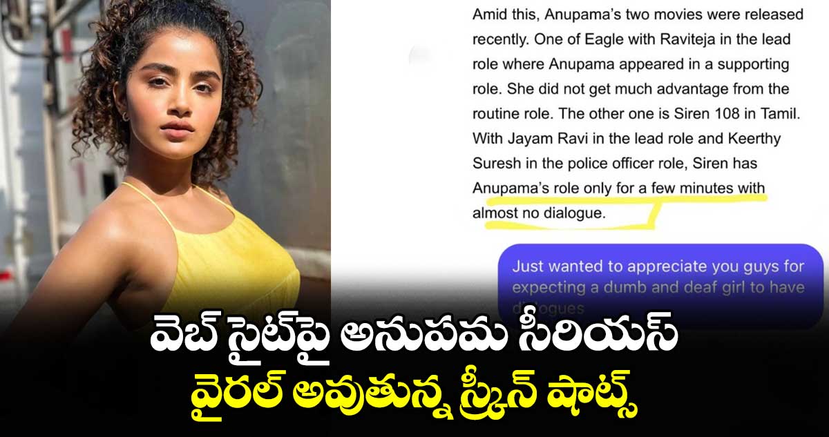 Anupama Parameswaran: వెబ్ సైట్పై అనుపమ సీరియస్.. వైరల్ అవుతున్న స్క్రీన్ షాట్స్