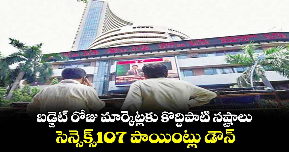 బడ్జెట్ రోజు మార్కెట్లకు కొద్దిపాటి నష్టాలు ..సెన్సెక్స్107 పాయింట్లు డౌన్