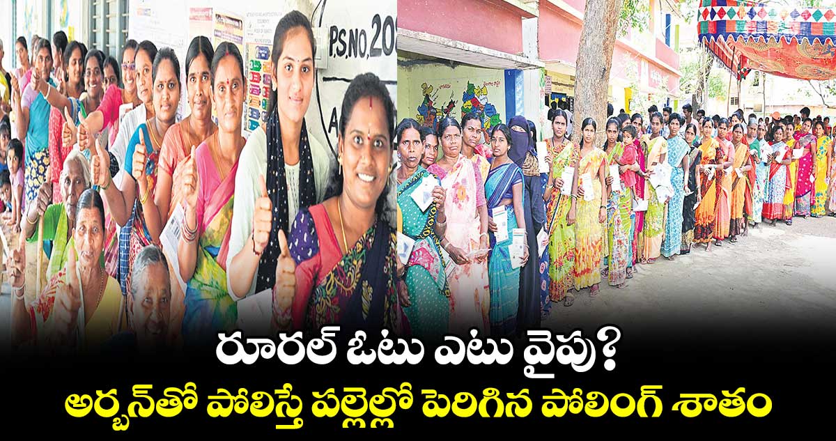 రూరల్​ ఓటు ఎటు వైపు?..అర్బన్​తో పోలిస్తే పల్లెల్లో పెరిగిన పోలింగ్​ శాతం