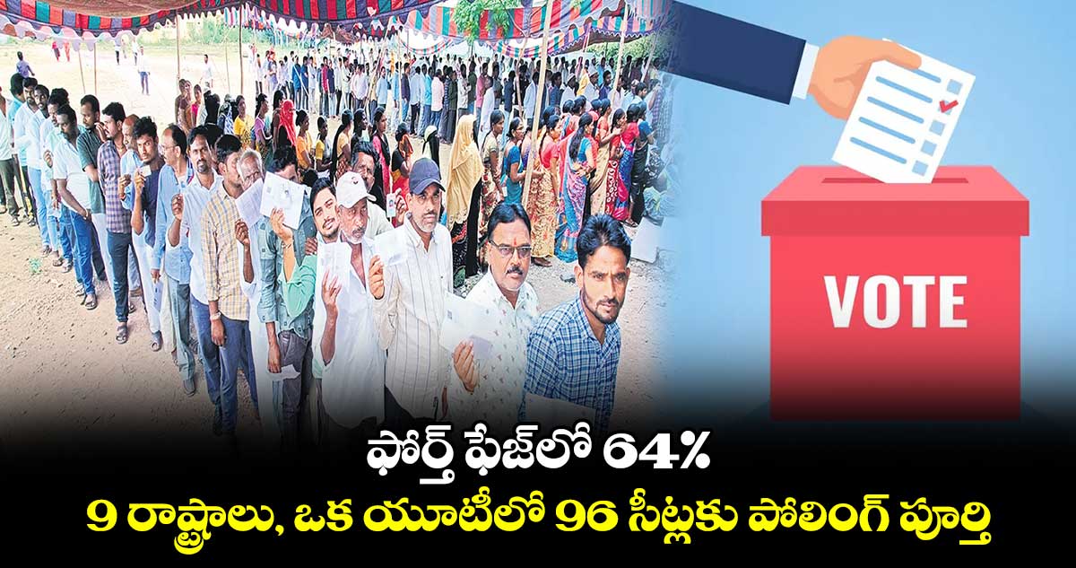 ఫోర్త్ ఫేజ్లో 64%..9 రాష్ట్రాలు, ఒక యూటీలోని 96 సీట్లకు పోలింగ్ పూర్తి