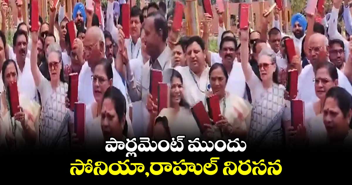పార్లమెంట్ ముందు సోనియా, రాహుల్ నిరసన
