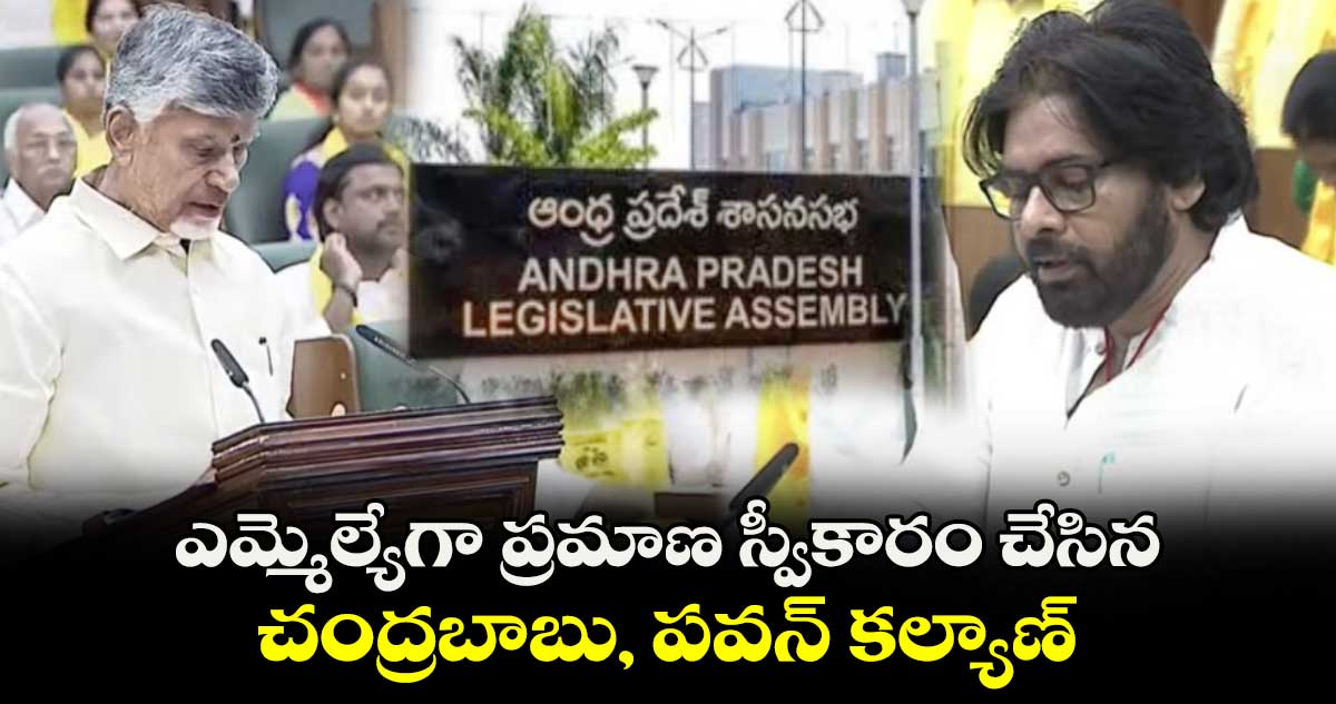 ఎమ్మెల్యేగా  ప్రమాణ స్వీకారం చేసిన చంద్రబాబు,  పవన్ కల్యాణ్