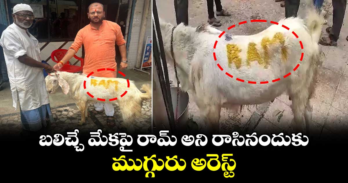 బలిచ్చే మేకపై రామ్ అని రాసినందుకు ముగ్గురు అరెస్ట్