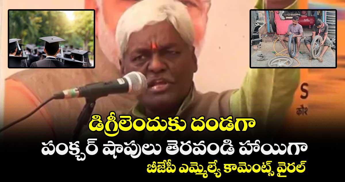 డిగ్రీలెందుకు దండగా.. పంక్చర్‌ షాపులు తెరవండి హాయిగా.. బీజేపీ ఎమ్మెల్యే కామెంట్స్ వైరల్