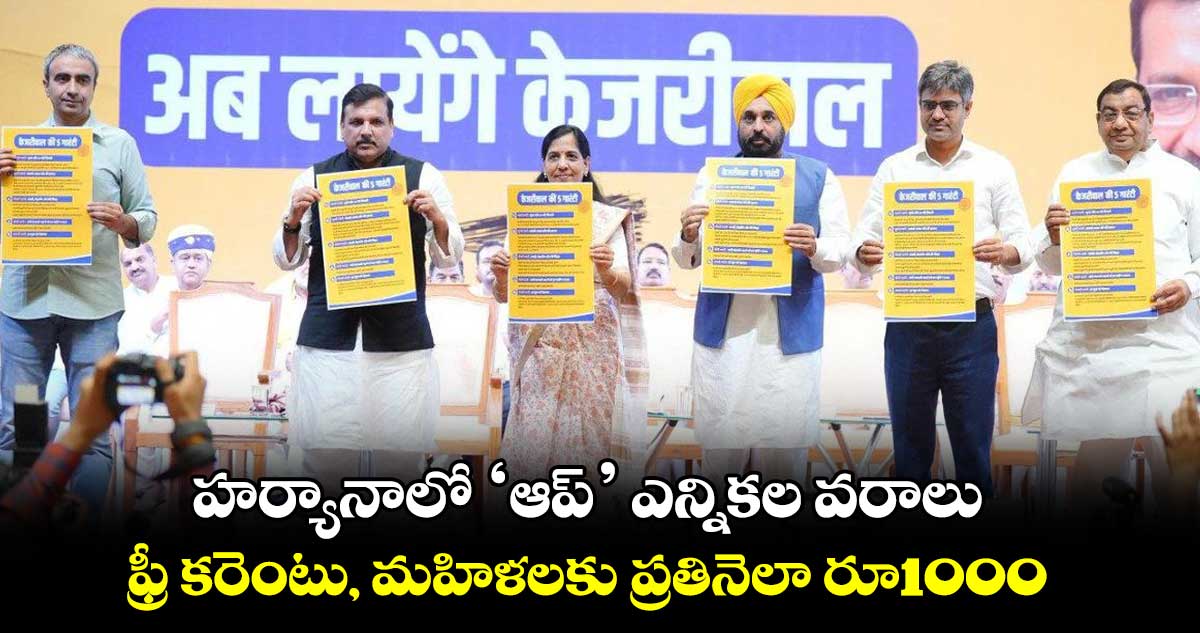 హర్యానాలో ‘ఆప్’ ఎన్నికల వరాలు.. ఫ్రీ కరెంటు, మహిళలకు ప్రతినెలా రూ1000
