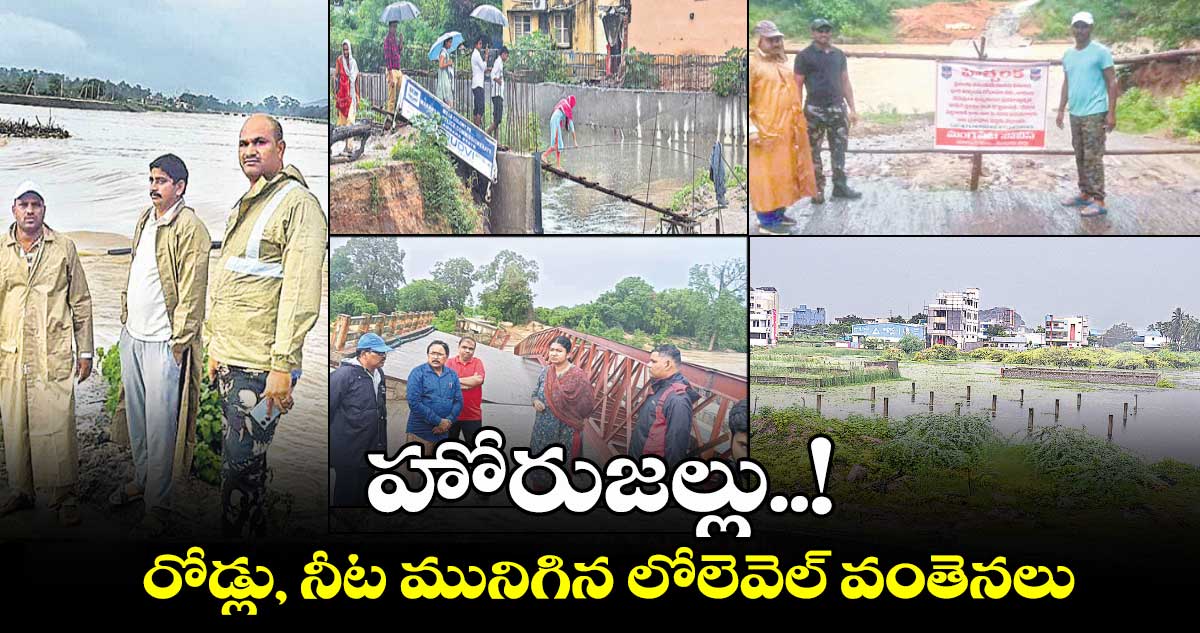 హోరుజల్లు..!రోడ్లు, నీట మునిగిన లోలెవెల్​ వంతెనలు