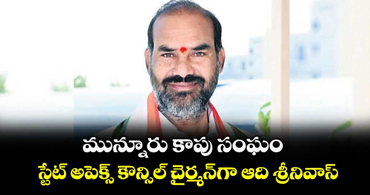 మున్నూరు కాపు సంఘం స్టేట్​ అపెక్స్ కౌన్సిల్ చైర్మన్​గా ఆది శ్రీనివాస్