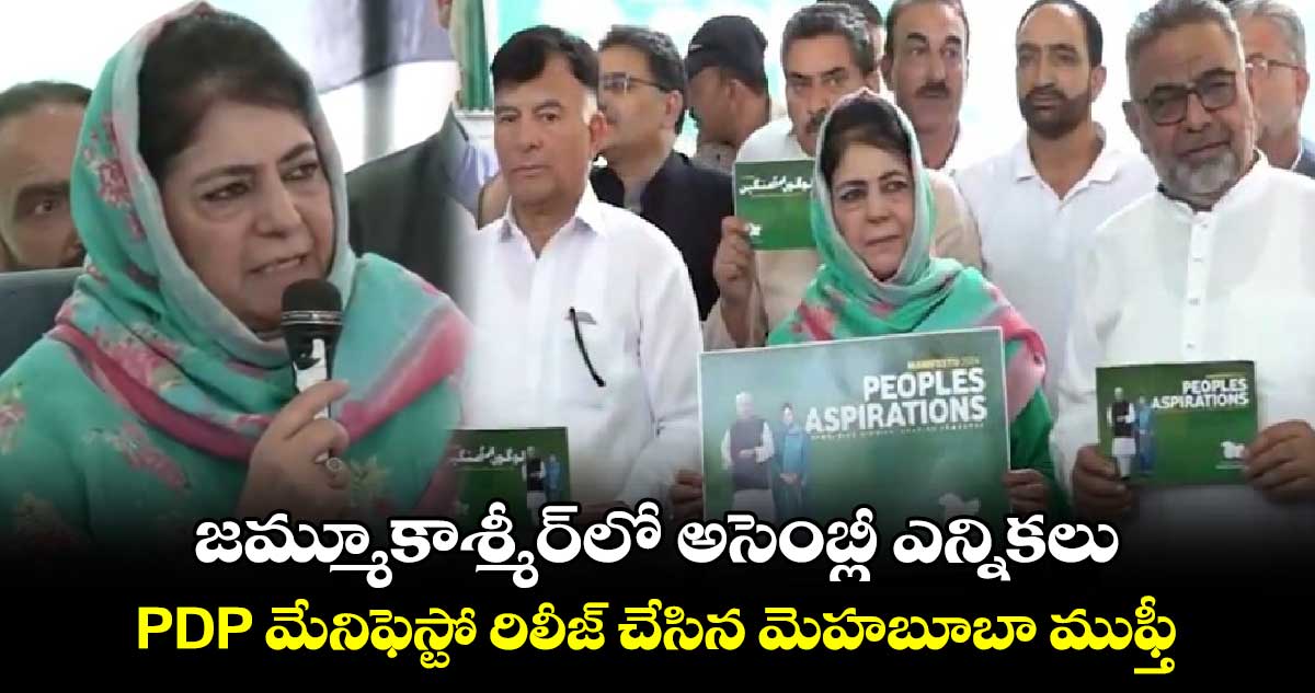 జమ్మూకాశ్మీర్‌లో అసెంబ్లీ ఎన్నికలు PDP మేనిఫెస్టో రిలీజ్ చేసిన మెహబూబా ముఫ్తీ