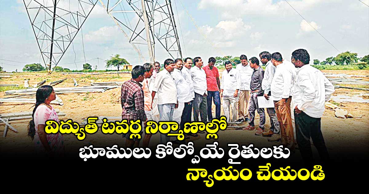 విద్యుత్ టవర్ల నిర్మాణాల్లో భూములు కోల్పోయే రైతులకు న్యాయం చేయండి