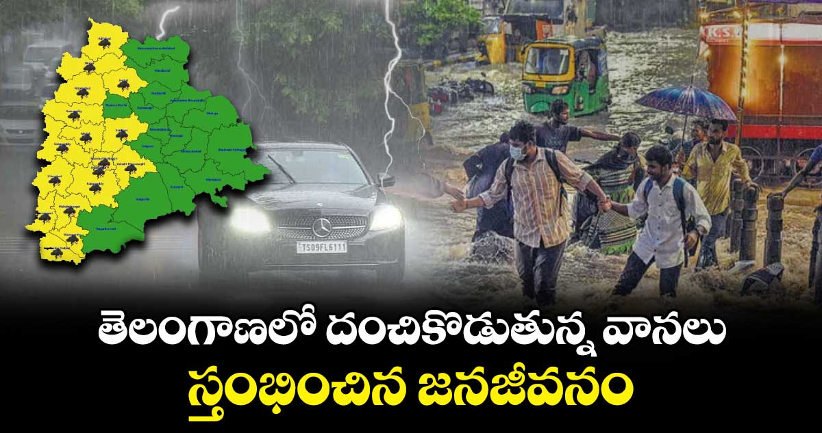 తెలంగాణలో దంచికొడుతున్న వానలు.. స్తంభించిన జనజీవనం