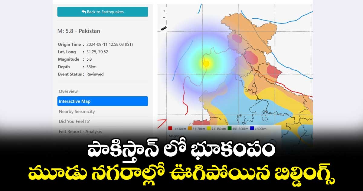 పాకిస్తాన్ లో భూకంపం : మూడు నగరాల్లో ఊగిపోయిన బిల్డింగ్స్