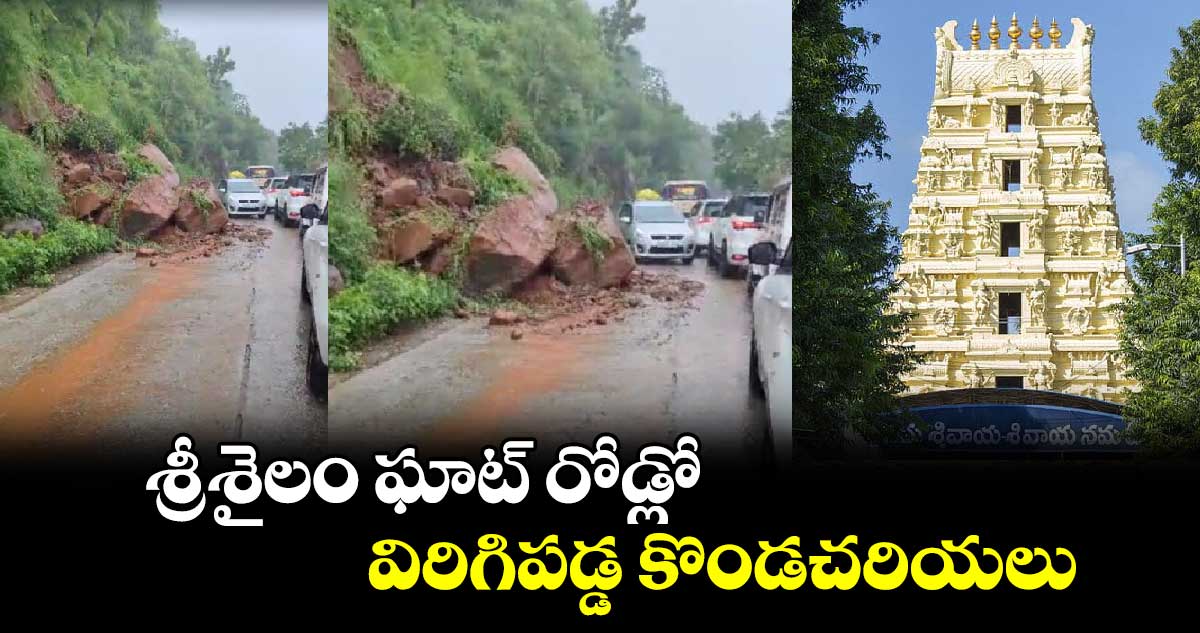 శ్రీశైలం ఘాట్ రోడ్లో విరిగిపడ్డ కొండచరియలు రాకపోకలు బంద్