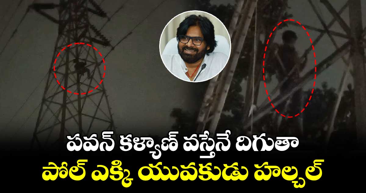 పవన్ కళ్యాణ్ వస్తేనే దిగుతా... పోల్ ఎక్కి యువకుడు హల్చల్ 