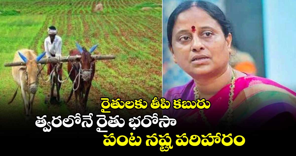 రైతులకు తీపి కబురు: త్వరలోనే  రైతు భరోసా, పంట నష్ట పరిహారం