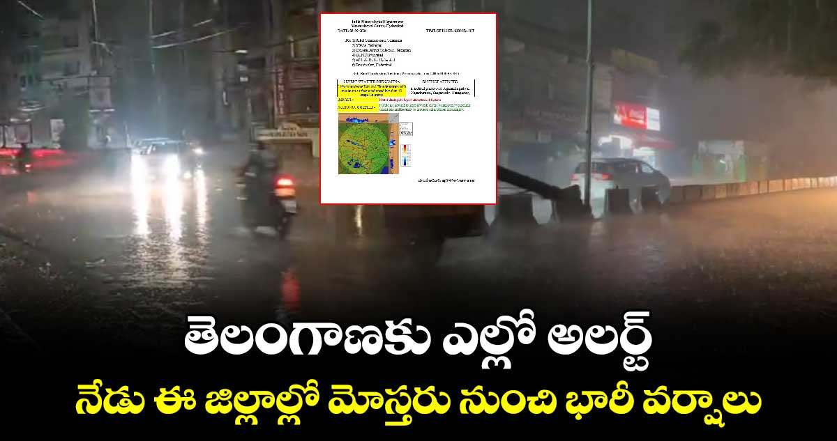 తెలంగాణకు ఎల్లో అలర్ట్ : నేడు ఈ జిల్లాల్లో మోస్తరు నుంచి భారీ వర్షాలు