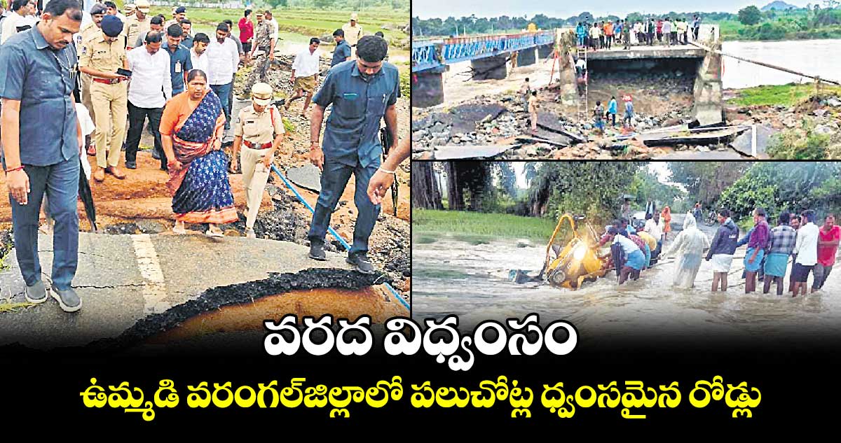 వరద విధ్వంసం .. ఉమ్మడి వరంగల్​జిల్లాలో పలుచోట్ల ధ్వంసమైన రోడ్లు