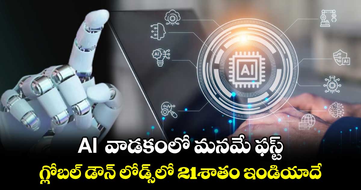 AI  వాడకంలో మనమే ఫస్ట్..గ్లోబల్ డౌన్ లోడ్స్⁬లో 21శాతం ఇండియాదే