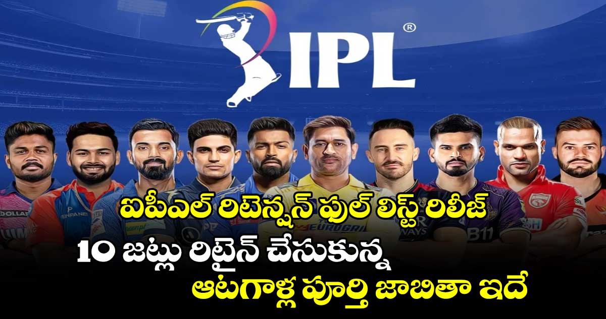 ఐపీఎల్ రిటెన్షన్ ఫుల్ లిస్ట్ రిలీజ్: 10 జట్లు రిటైన్ చేసుకున్నఆటగాళ్ల పూర్తి జాబితా ఇదే