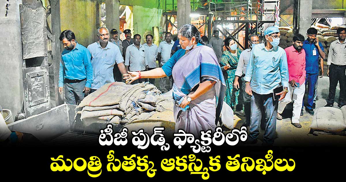  టీజీ ఫుడ్స్​ ఫ్యాక్టరీలో .. మంత్రి సీతక్క ఆకస్మిక తనిఖీలు 