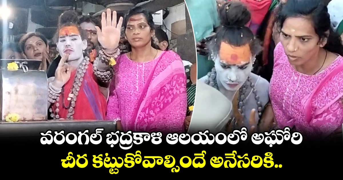 వరంగల్ భద్రకాళి ఆలయంలో అఘోరి.. చీర కట్టుకోవాల్సిందే అనేసరికి..