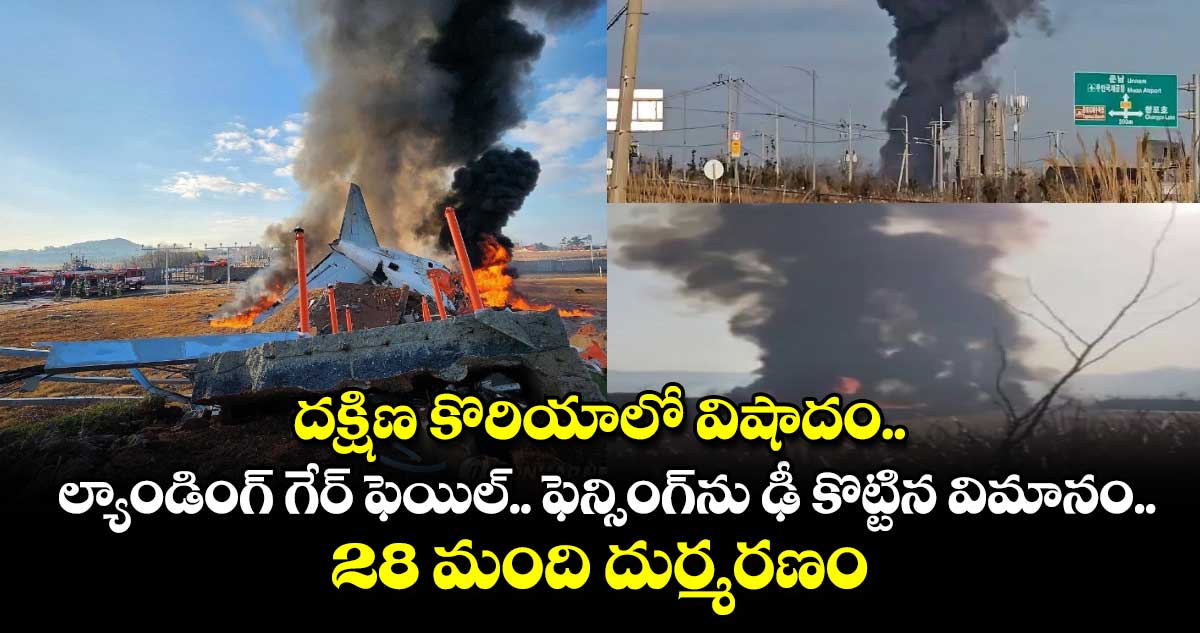 దక్షిణ కొరియాలో విషాదం.. ల్యాండింగ్ గేర్ ఫెయిల్.. ఫెన్సింగ్⁬ను ఢీ కొట్టిన విమానం.. 28 మంది దుర్మరణం